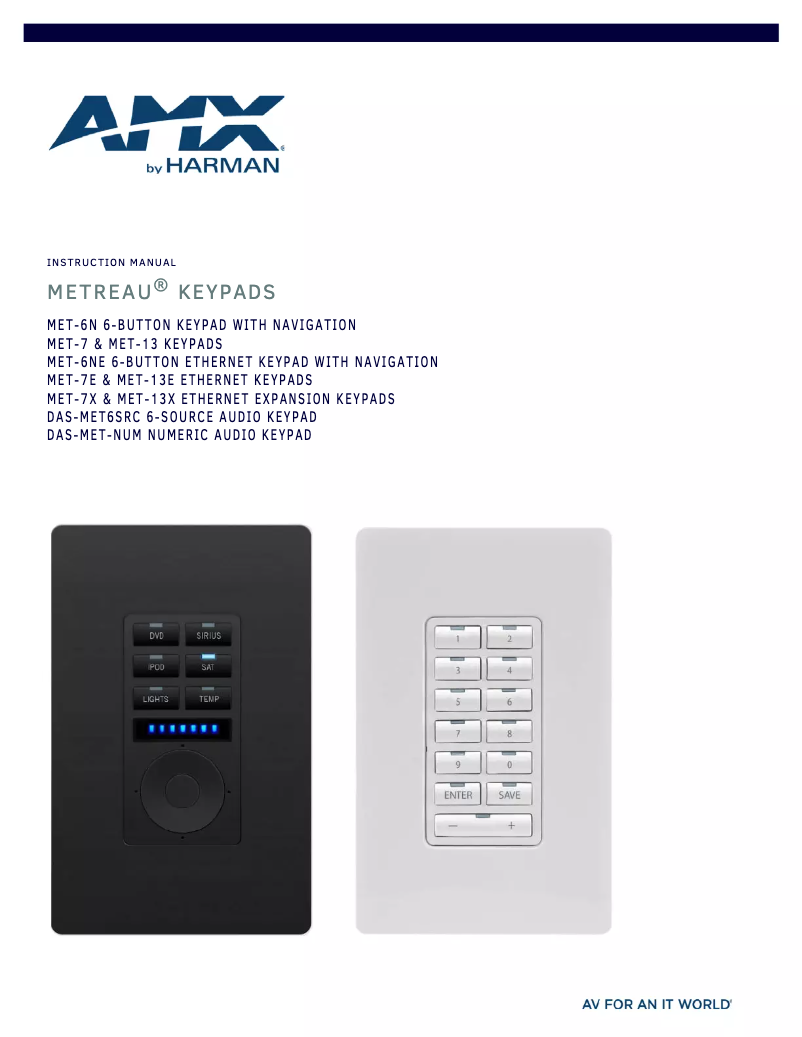 Page 1 de la notice Manuel utilisateur AMX Metreau MET-7X