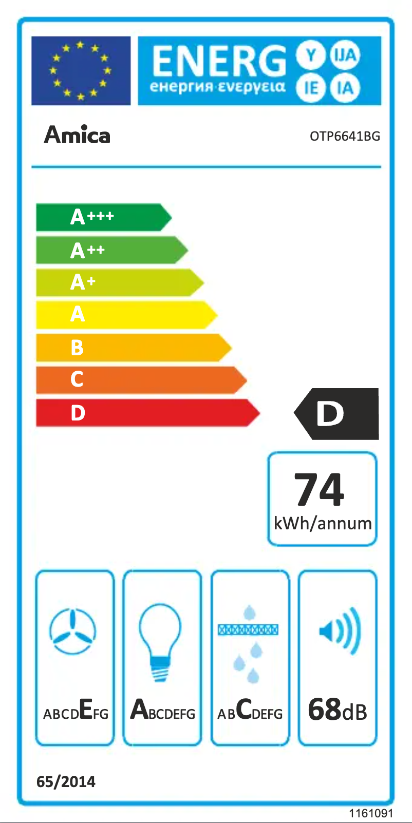 Page n°1 - Label énergétique Amica OTP 6641 BG
