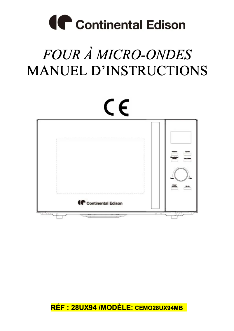 Image de la première page du manuel de l'appareil CEMO28UX94MB