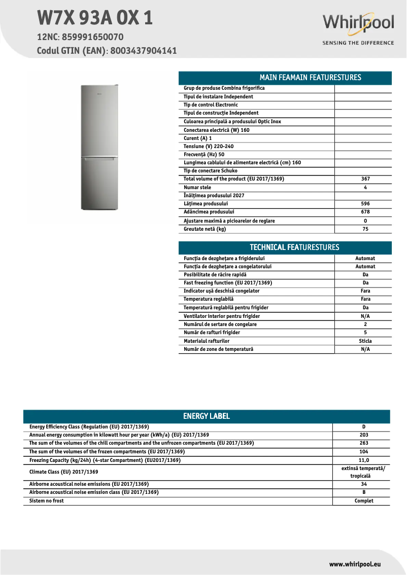 Image de la première page du manuel de l'appareil W7X 93A OX
