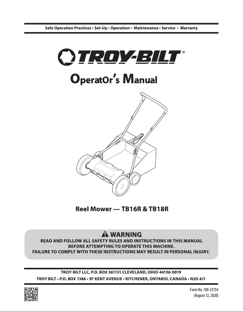 Página 1 del manual Manual de usuario Troy-Bilt TB18R