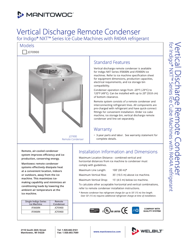 Page 1 de la notice Manuel utilisateur Manitowoc RT35R404A