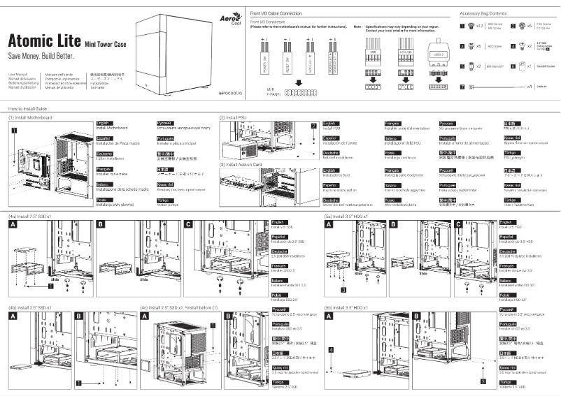Page 1 de la notice Manuel utilisateur AeroCool Atomic Lite
