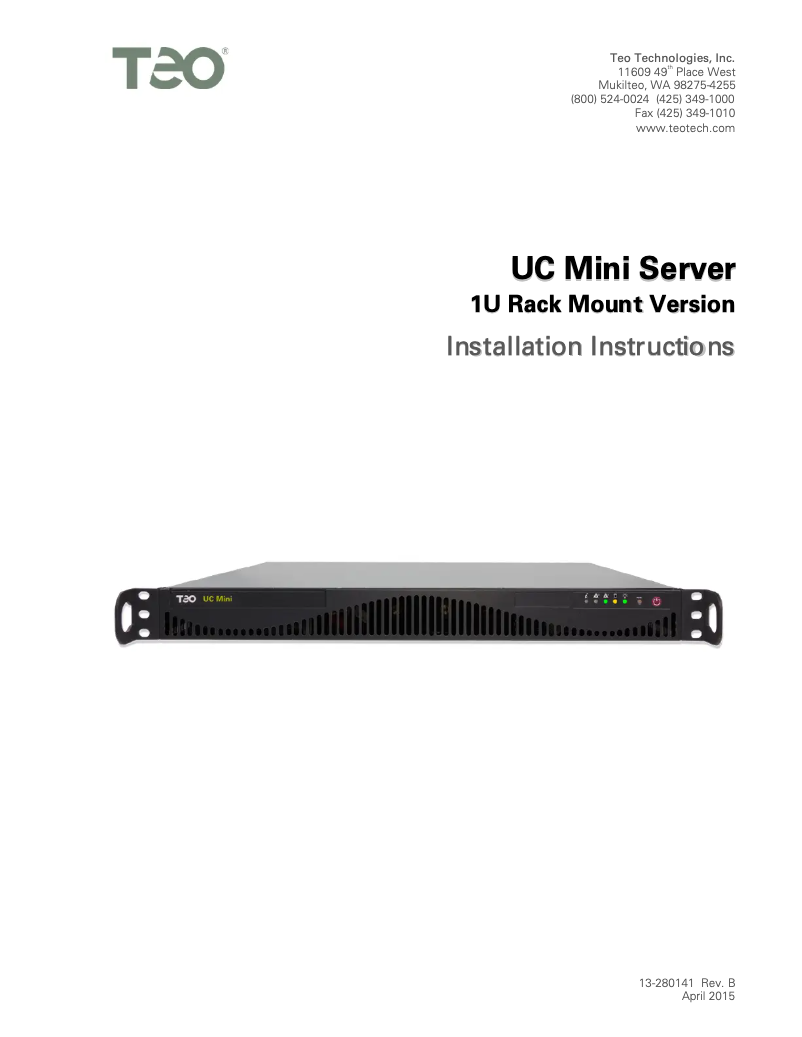 Image de la première page du manuel de l'appareil UC Mini