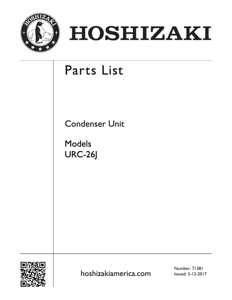 Page 1 de la notice Manuel utilisateur Hoshizaki URC-26J