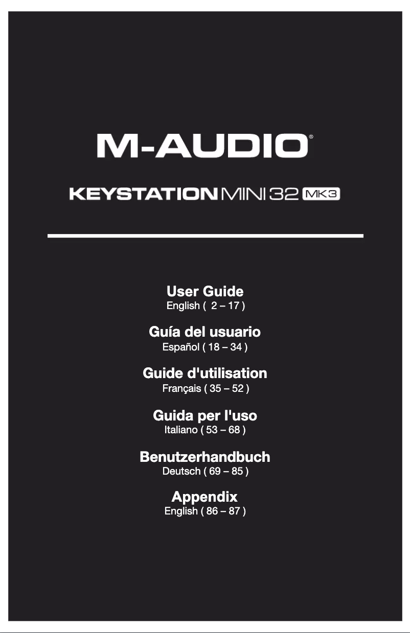 Page 1 de la notice Manuel utilisateur M-Audio Keystation Mini 32 MK3