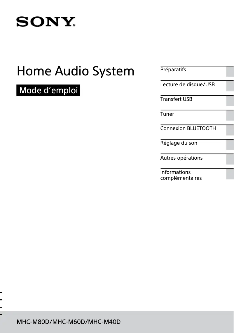 Image de la première page du manuel de l'appareil MHC-M80D