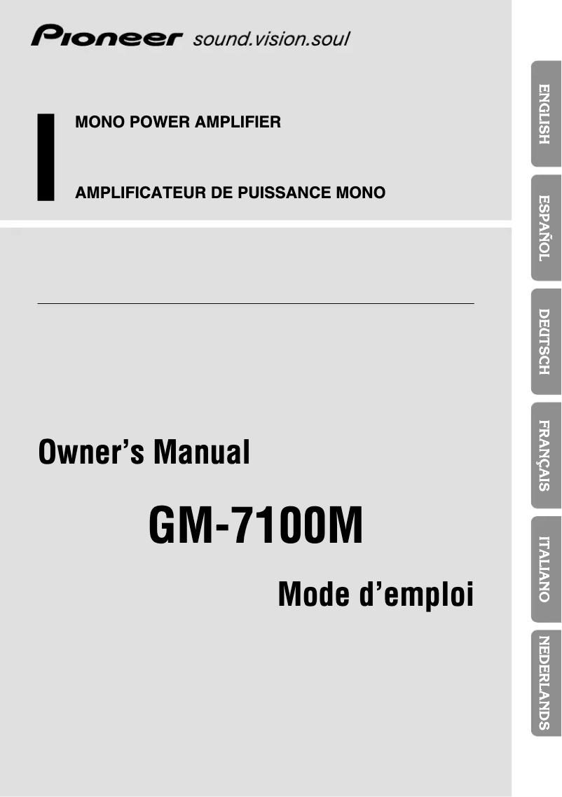 Page n°1 - Manuel utilisateur Pioneer GM-7100M