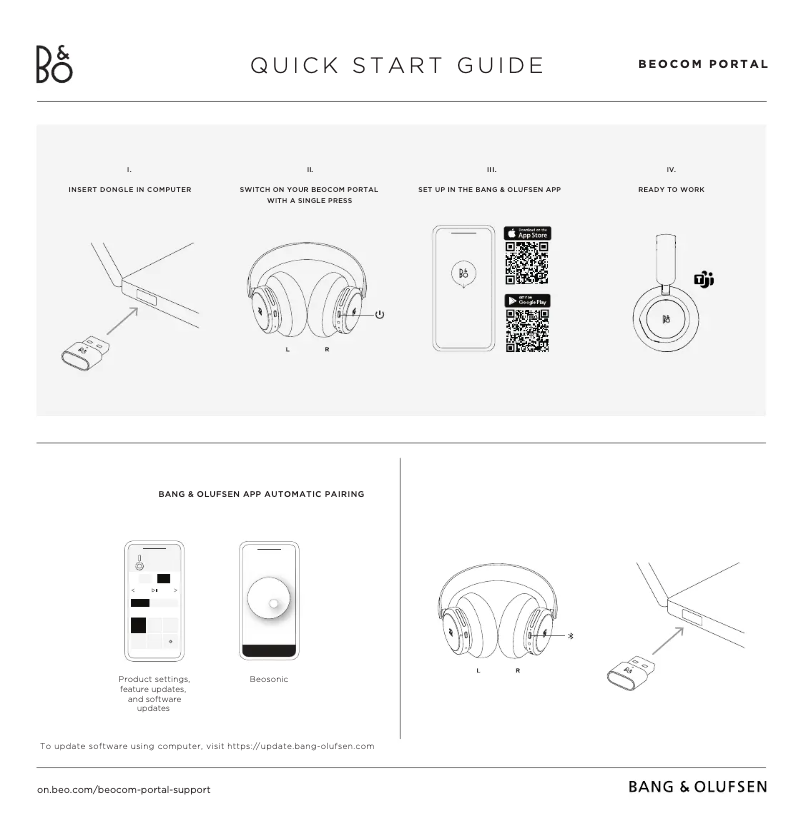 Page 1 de la notice Guide de démarrage rapide Bang & Olufsen BeoCom Portal