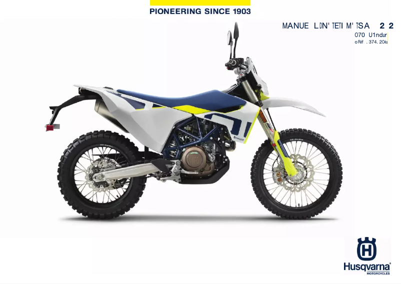 Image de la première page du manuel de l'appareil 701 Enduro (2020)