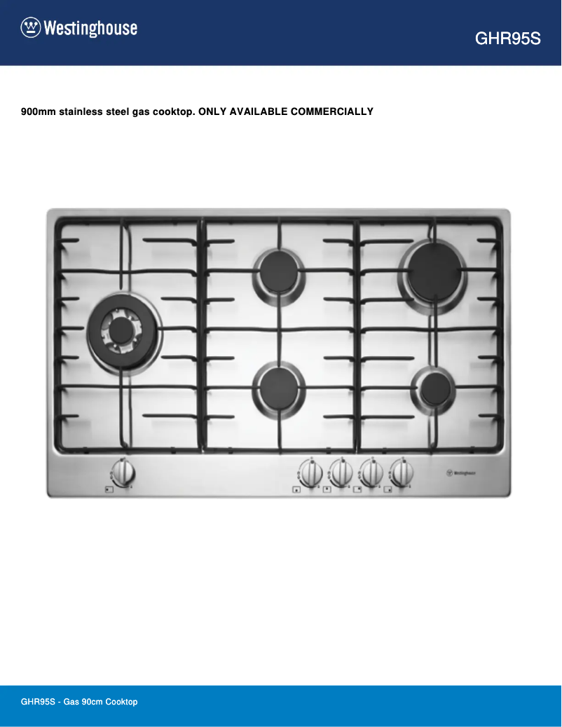 Page 1 de la notice Fiche technique Westinghouse GHR95S