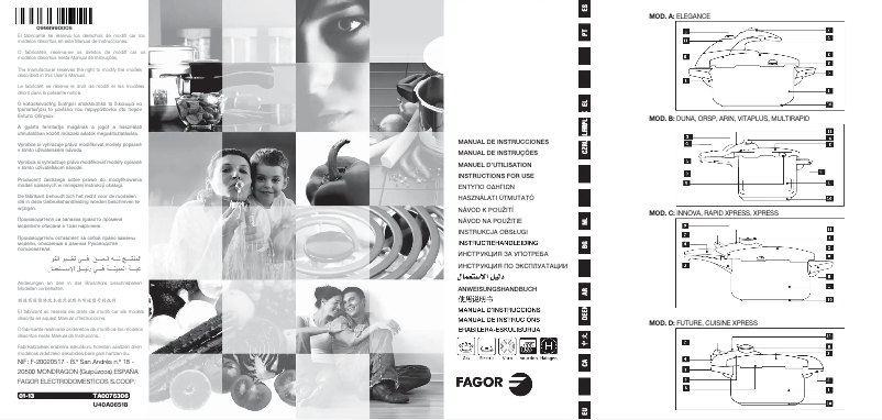 Page 1 de la notice Manuel utilisateur Fagor Cuisine Xpress