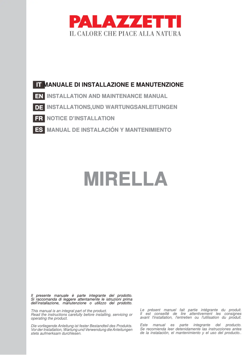 Page n°1 - Manuel utilisateur Palazzetti Ecofire Mirella Idro 15 water