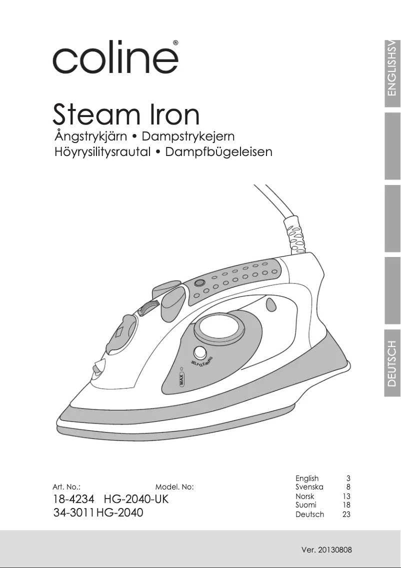 Page 1 de la notice Manuel utilisateur Coline HG-2040