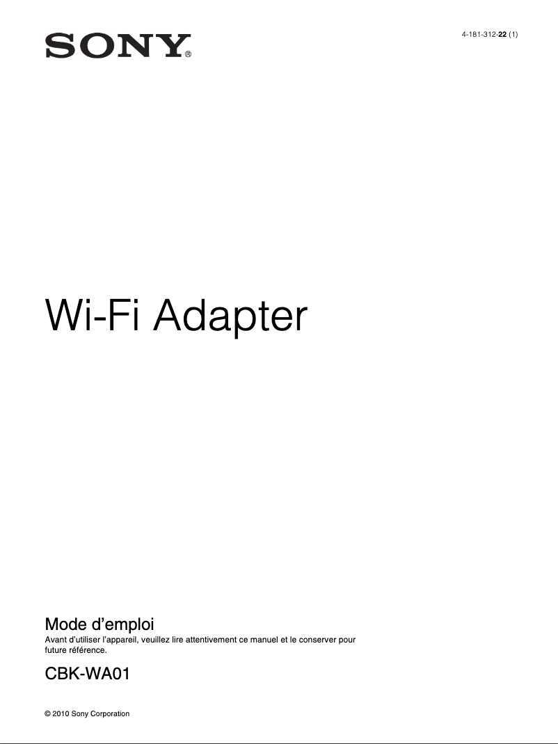 Page 1 de la notice Manuel utilisateur Sony CBK-WA01