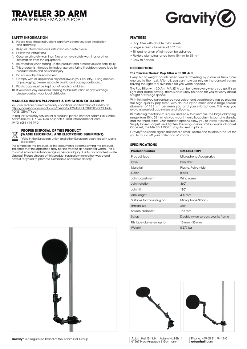 Image de la première page du manuel de l'appareil MA 3D A POP