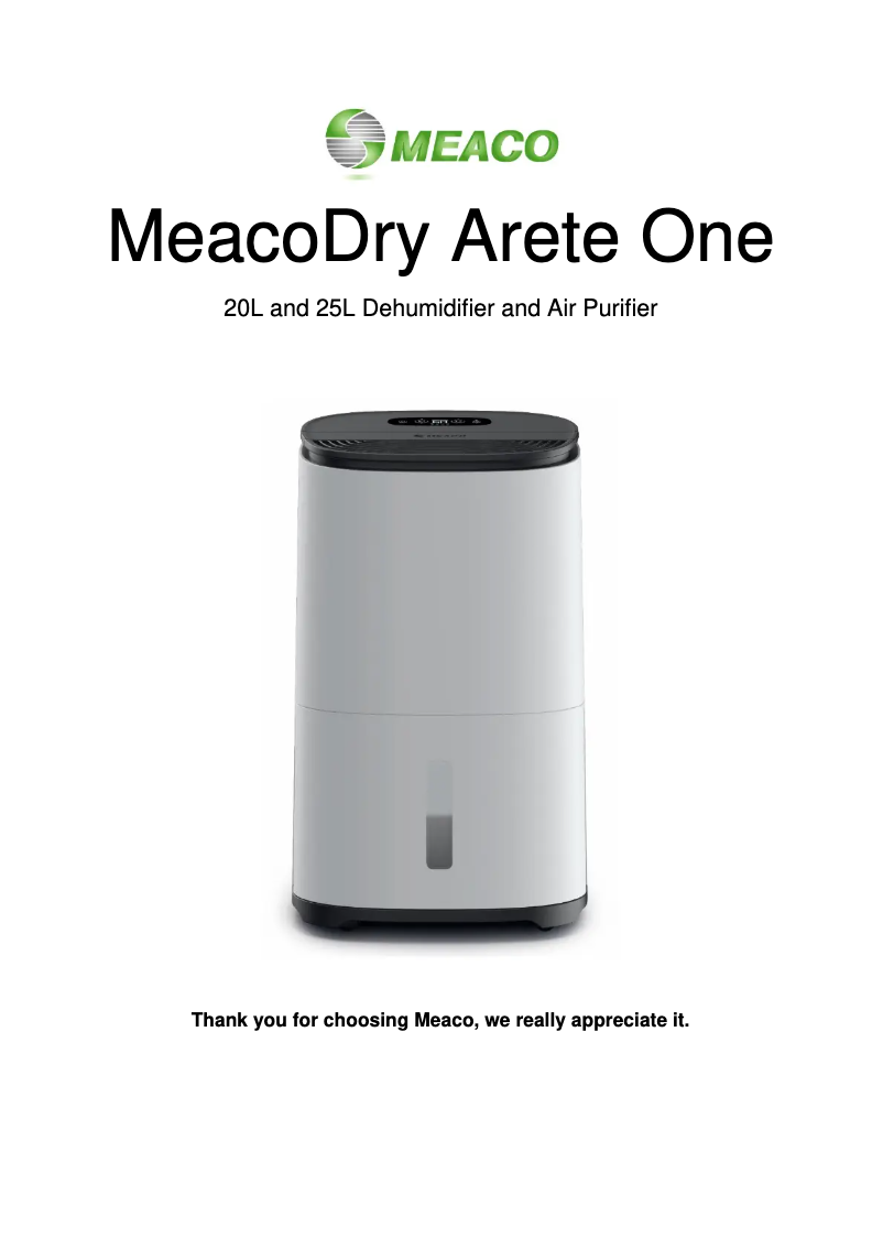 Page n°1 - Manuel utilisateur Meaco Dry Arete One 25L