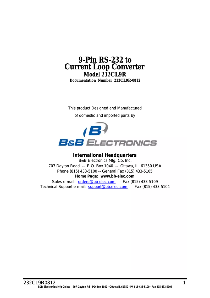 Image de la première page du manuel de l'appareil 232CL9R