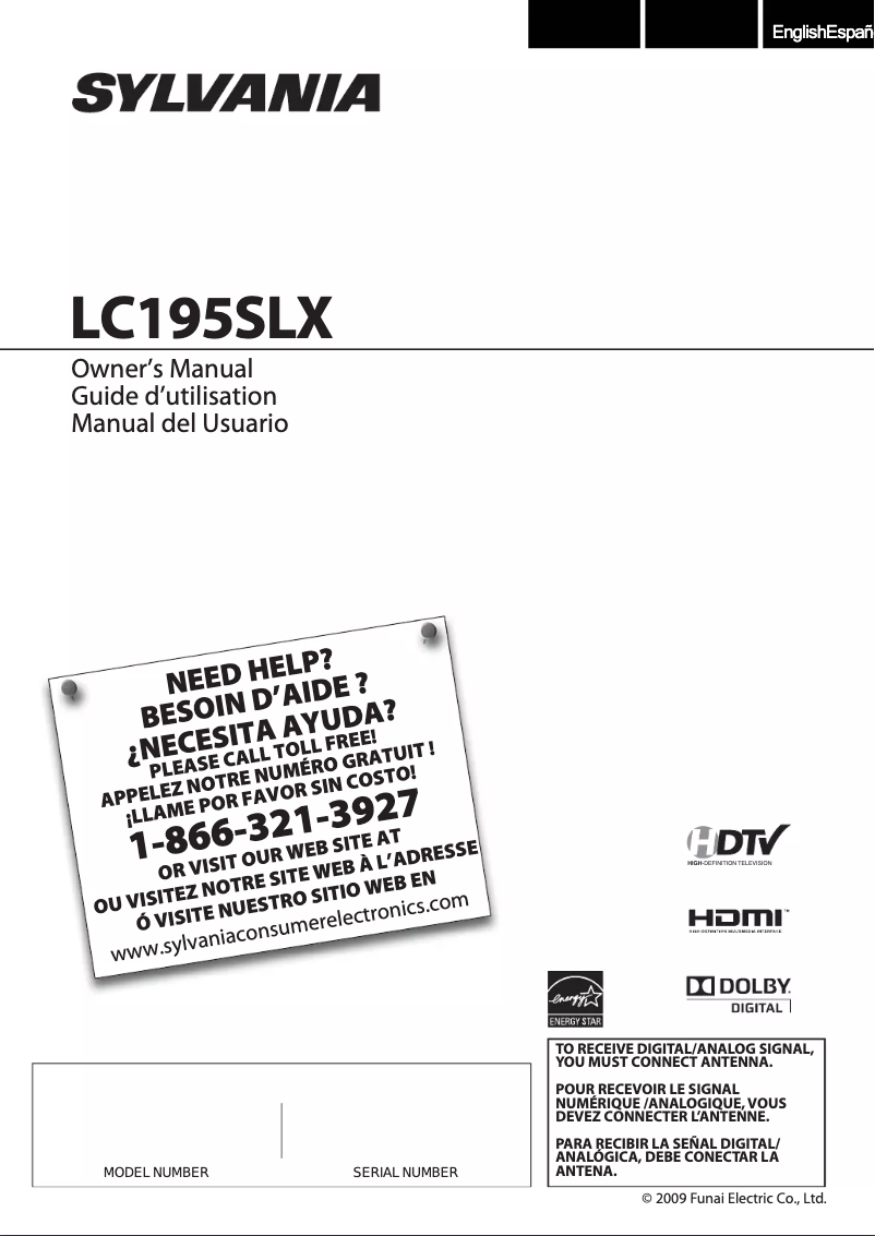 Page 1 de la notice Manuel utilisateur Funai LC195SLX