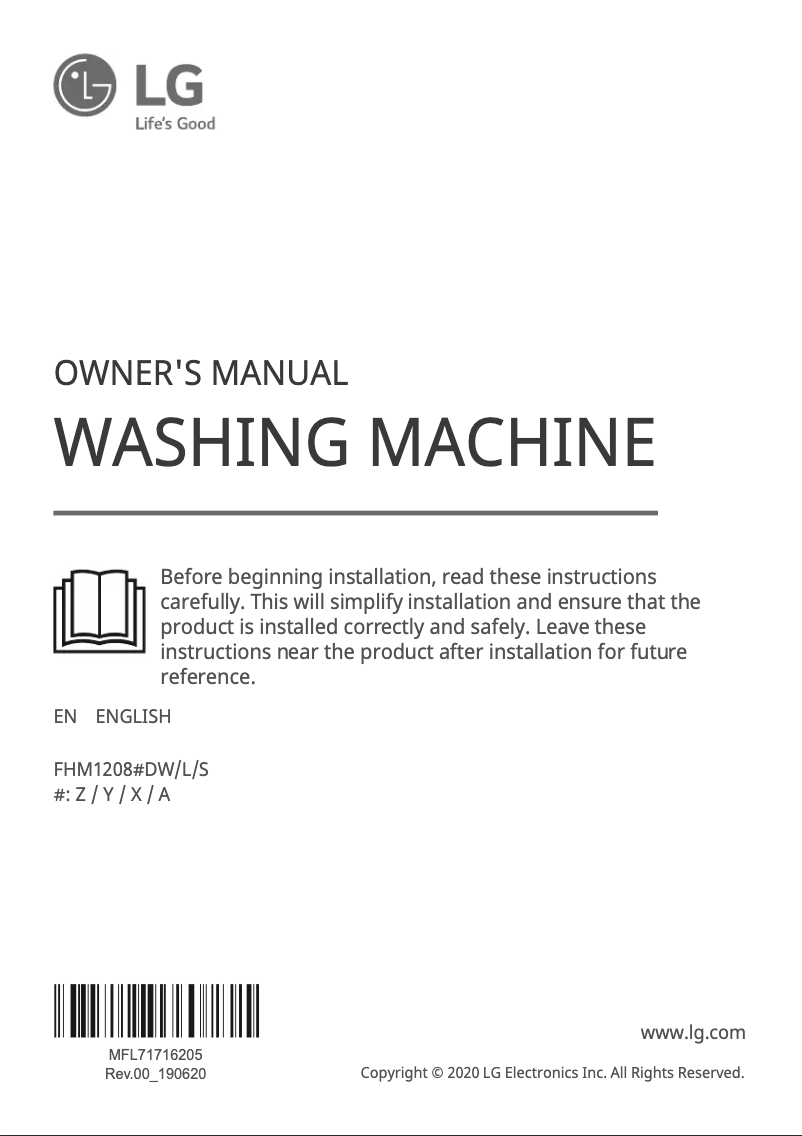 Page 1 de la notice Manuel utilisateur LG FHM1208ZDL