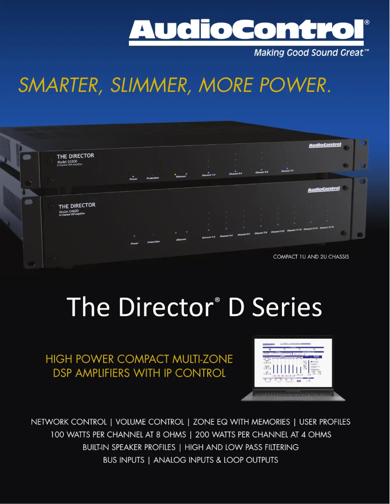 Página 1 del manual Ficha técnica AudioControl The Director Model D4600