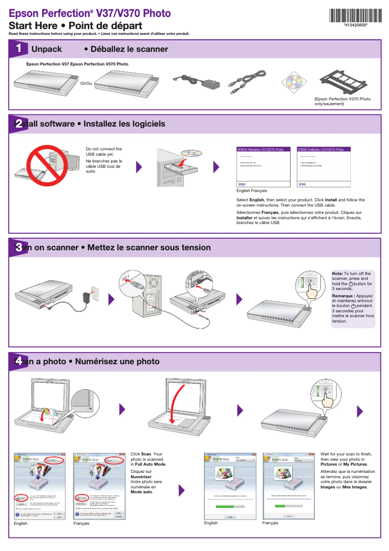 Page n°1 - Manuel utilisateur Epson Perfection V37