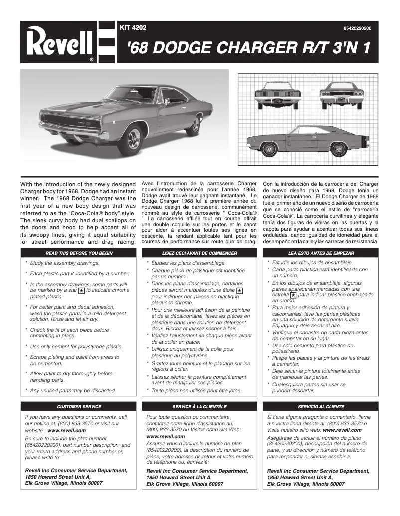 Page 1 de la notice Manuel utilisateur Revell '68 Dodge Charger