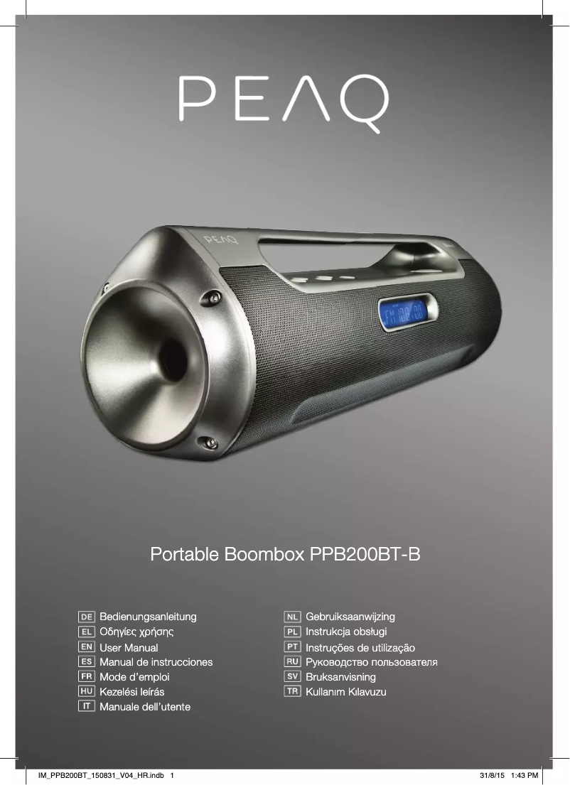 Page 1 de la notice Manuel utilisateur PEAQ PPB200BT