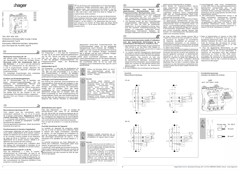 Page n°1 - Guide d'installation Hager CDB663E