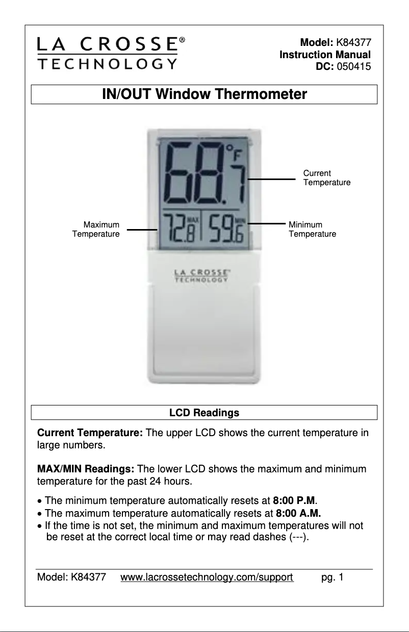 Image de la première page du manuel de l'appareil K84377