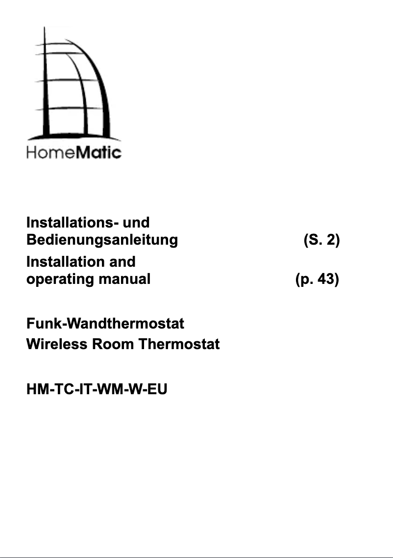 Page n°1 - Manuel utilisateur eQ-3 HM-TC-IT-WM-W-EU