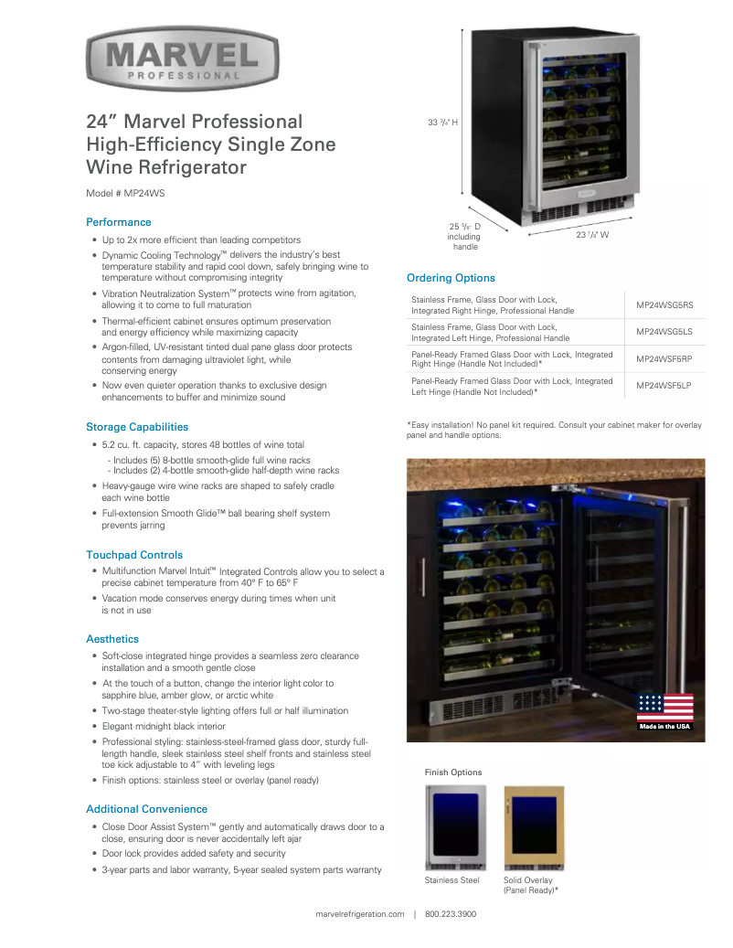 Page 1 de la notice Manuel utilisateur Marvel MP24WSF5RP