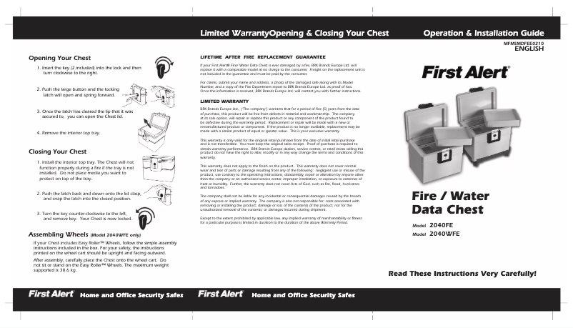 Page n°1 - Manuel utilisateur First Alert 2040WFE