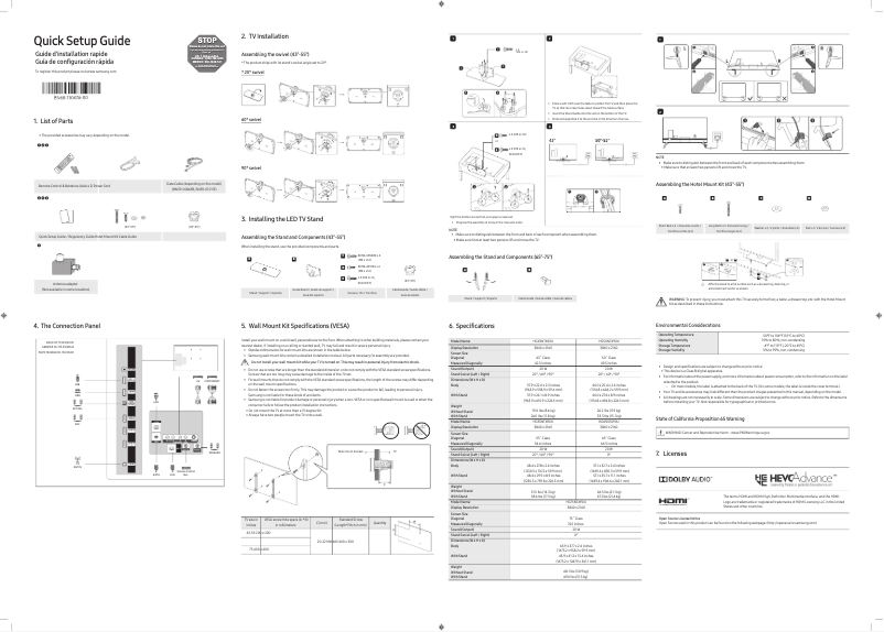Page 1 de la notice Manuel utilisateur Samsung HG65NT690UF
