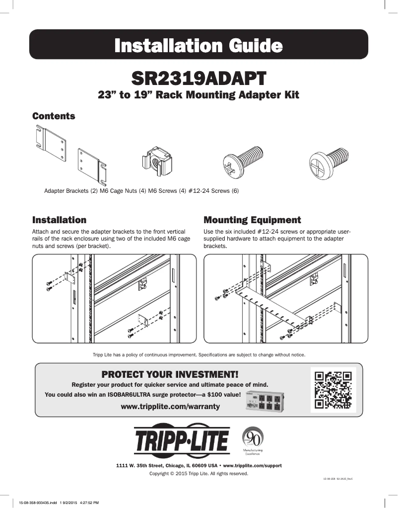 Page n°1 - Manuel utilisateur Tripp Lite SR2319ADAPT