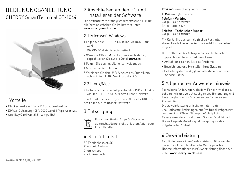 Image de la première page du manuel de l'appareil SmartTerminal ST-1044U