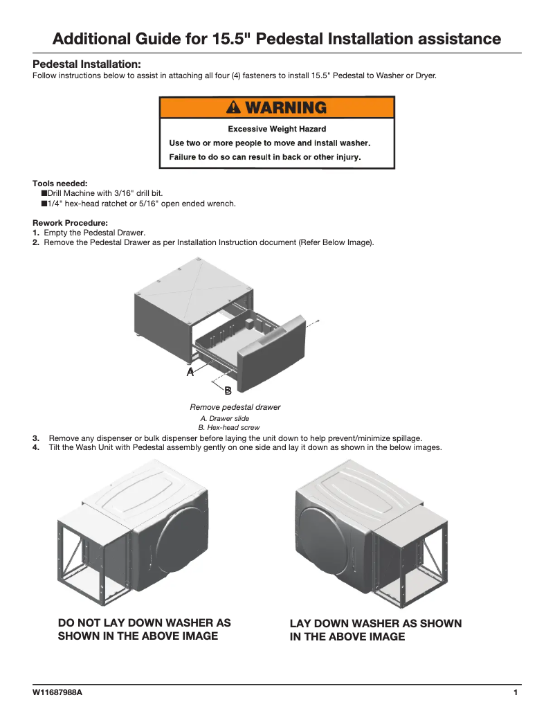 Page 1 de la notice Instructions / montage Maytag XHPC155XW