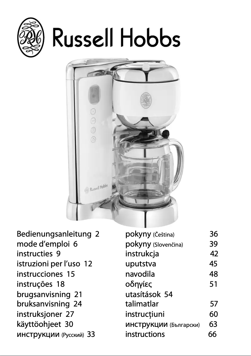 Page n°1 - Manuel utilisateur Russell Hobbs Glass Touch 14742-56