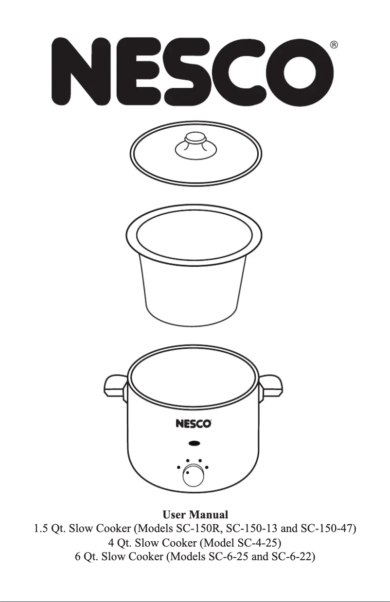 Page 1 de la notice Manuel utilisateur Nesco SC-6-25