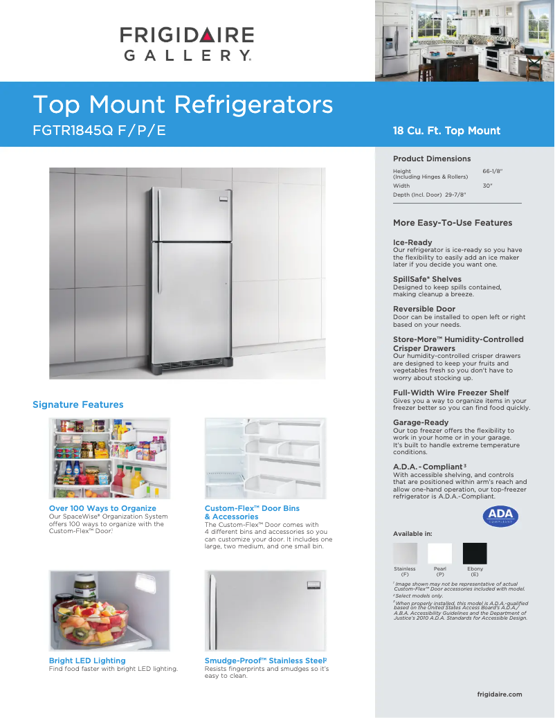 Page n°1 - Fiche technique Frigidaire FGTR1845Q