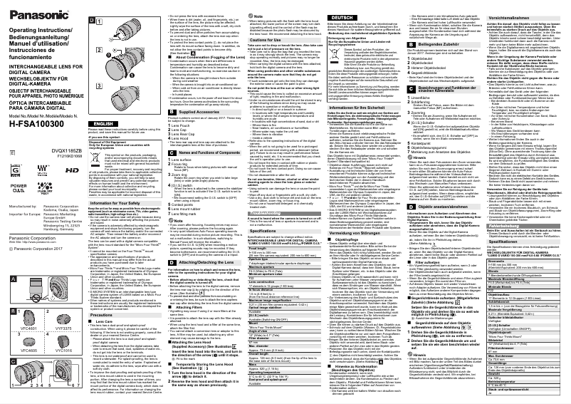 Image de la première page du manuel de l'appareil H-FSA100300