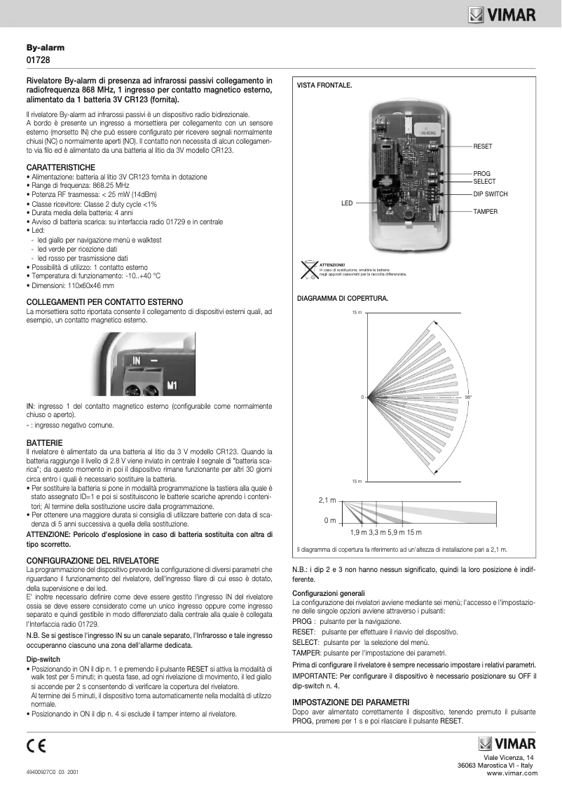 Page 1 de la notice Manuel utilisateur Vimar 01728