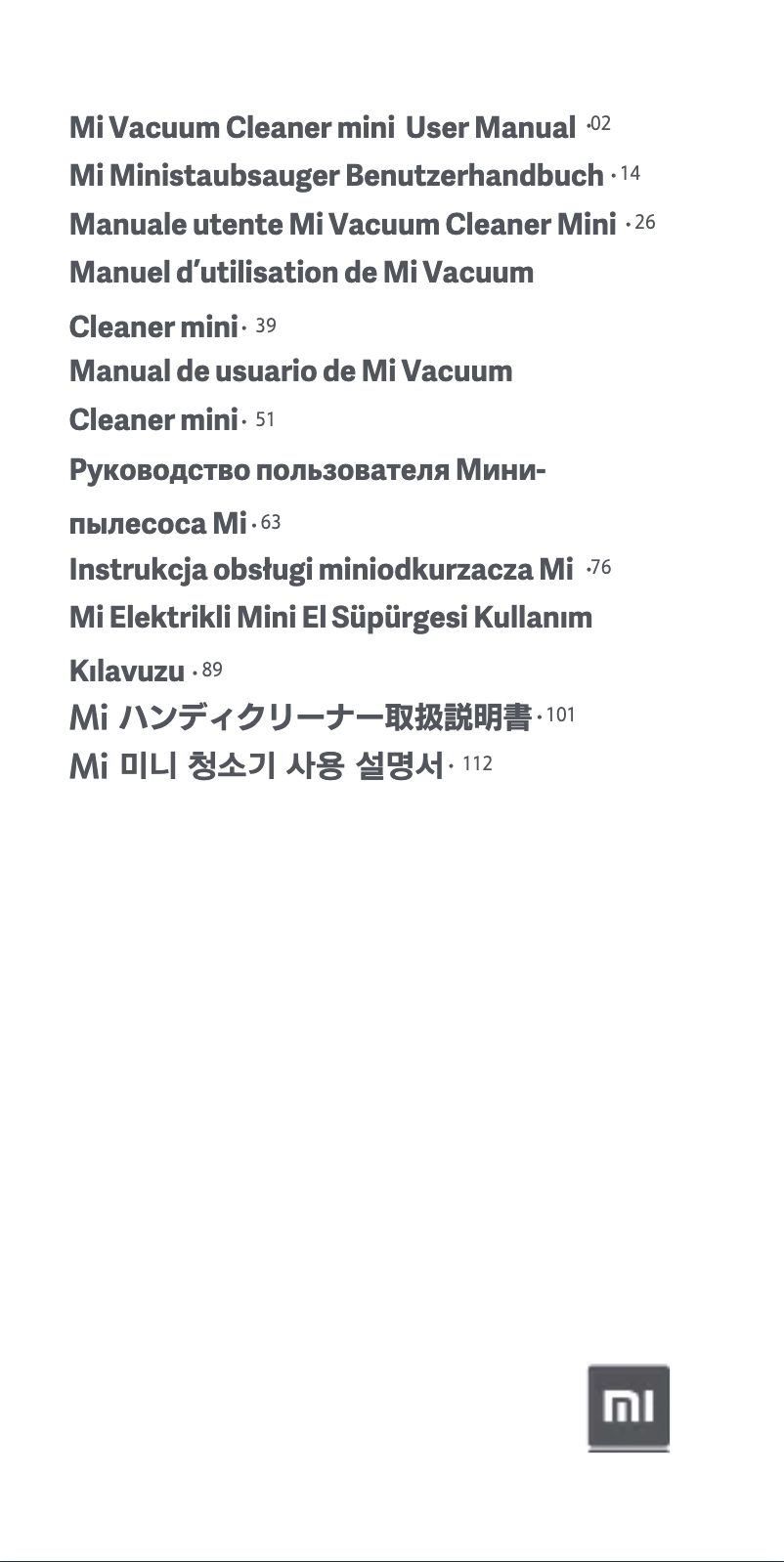 Page n°1 - Manuel utilisateur Xiaomi Mi Vacuum Cleaner mini