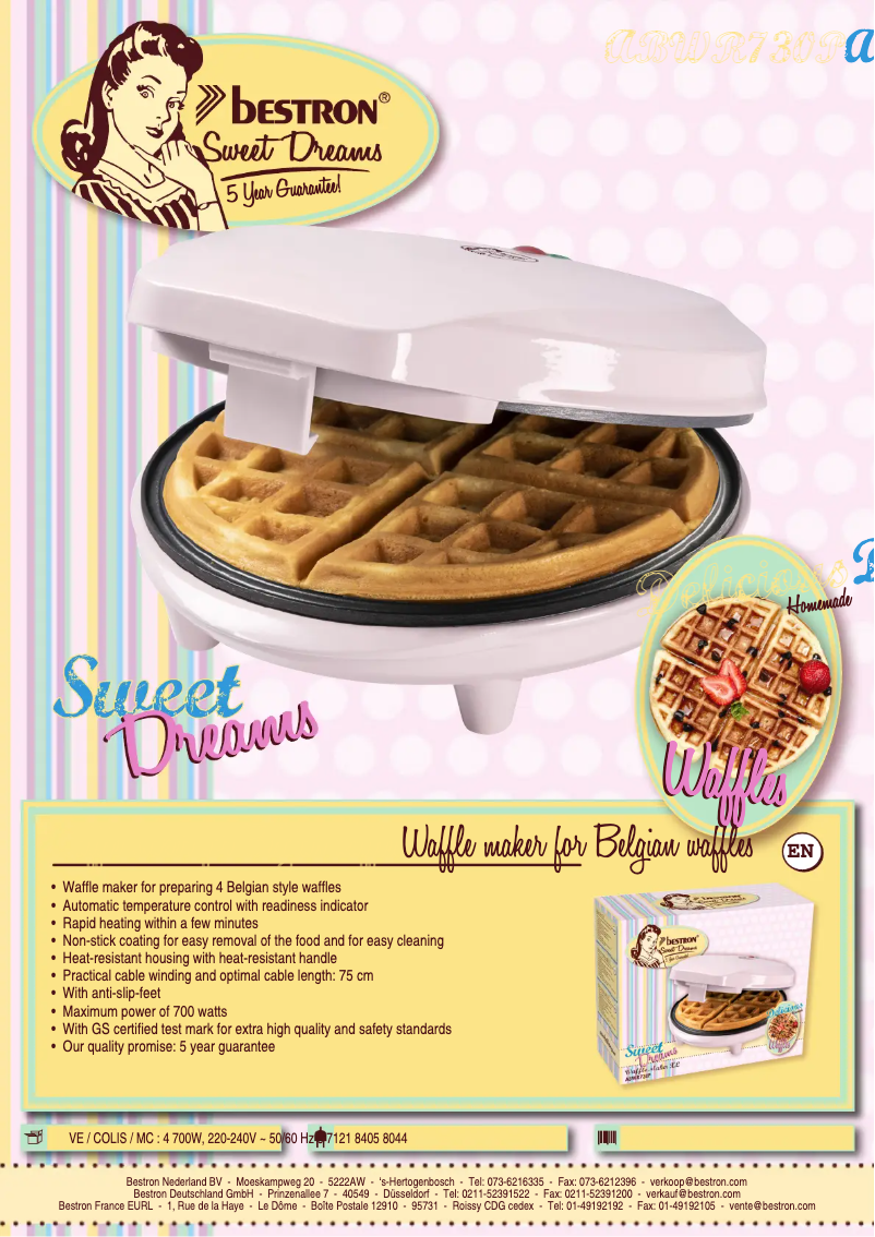 Page n°1 - Fiche technique Bestron Sweet Dreams ABWR730P