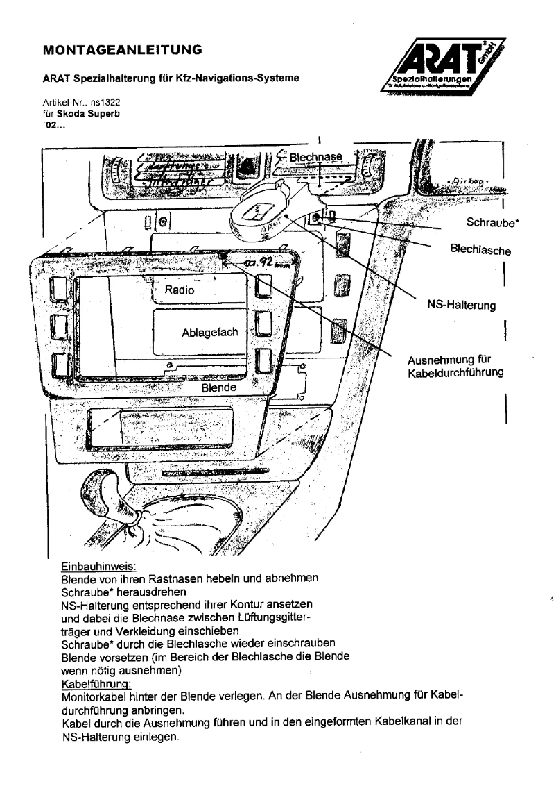 Page 1 de la notice Manuel utilisateur Arat NS1322