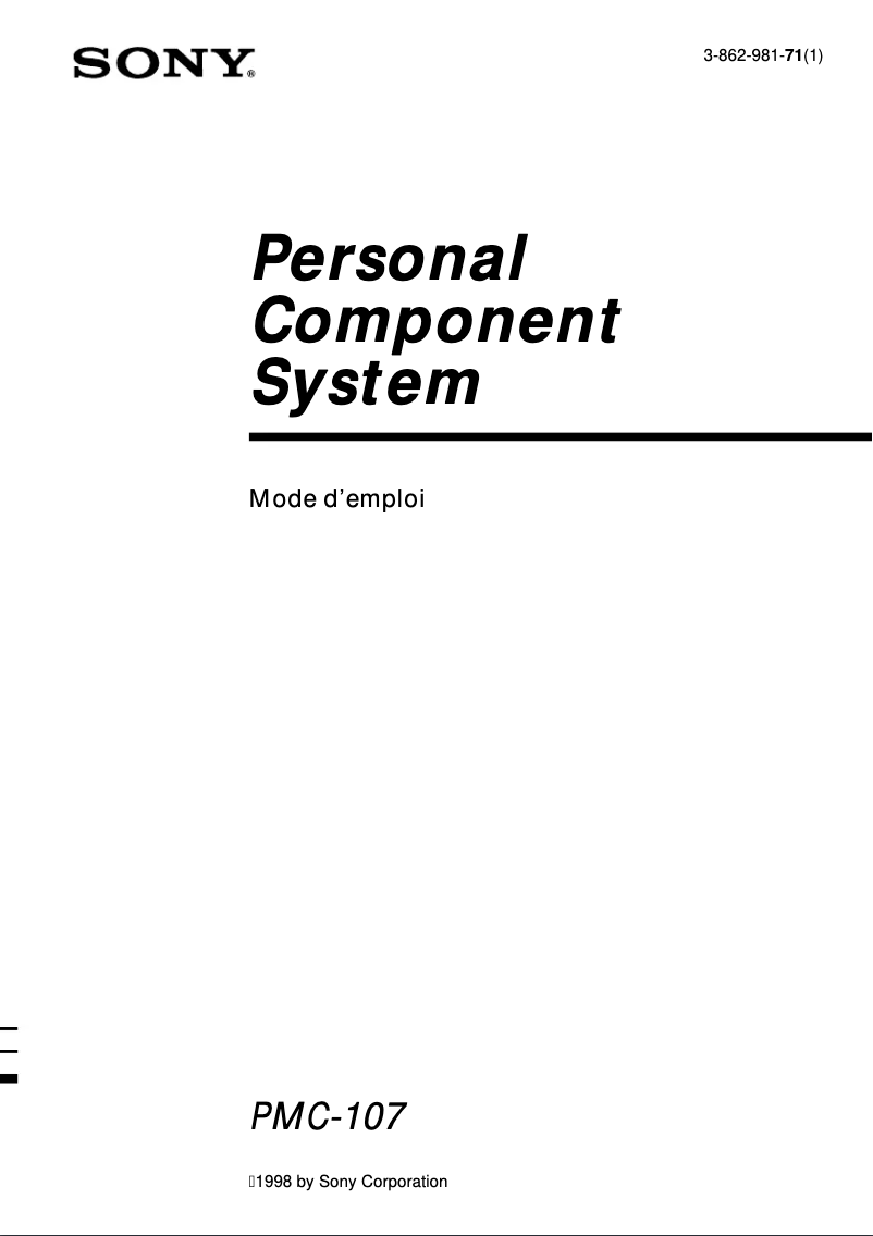 Image de la première page du manuel de l'appareil PMC-107