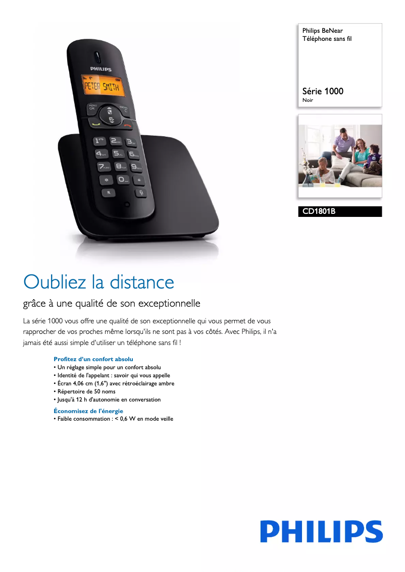 Página 1 del manual Ficha técnica Philips BeNear CD1801B