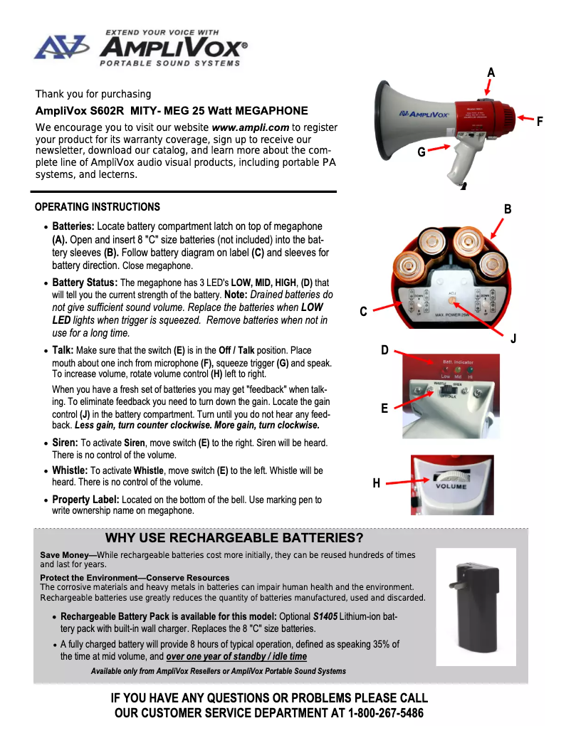 Page n°1 - Manuel utilisateur AmpliVox SB602R