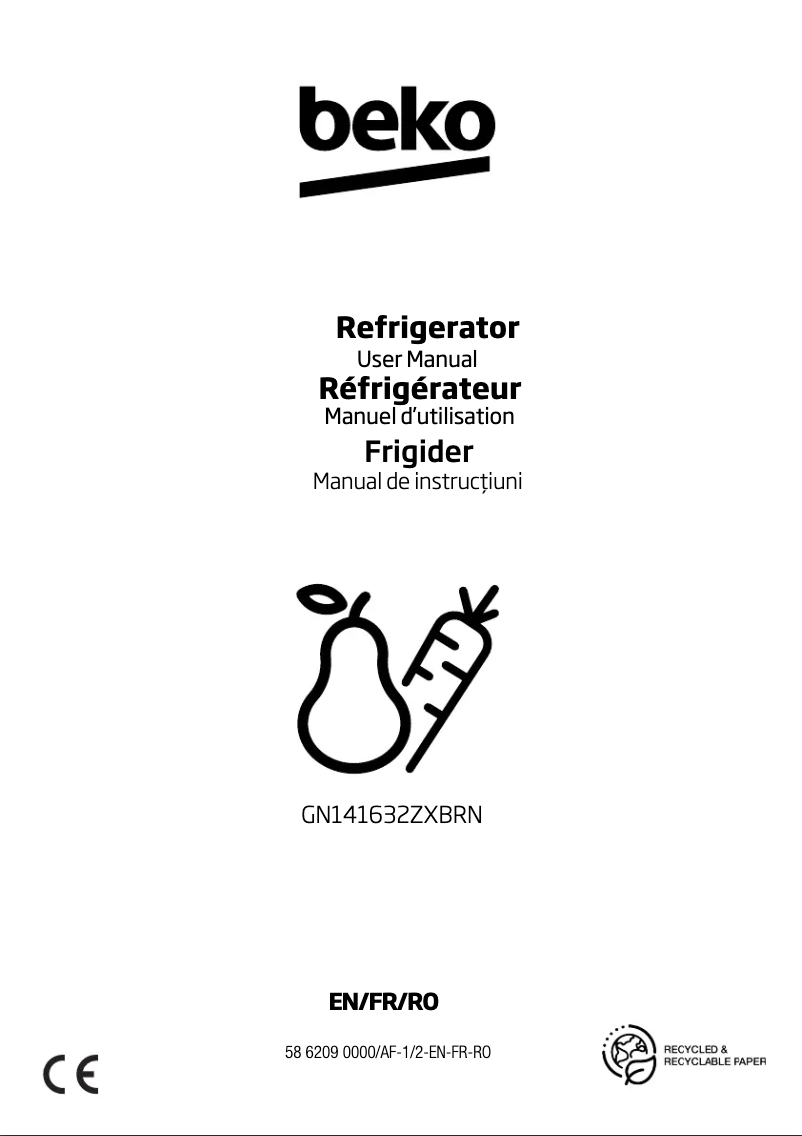 Page 1 de la notice Manuel utilisateur Beko GN141632ZXBRN
