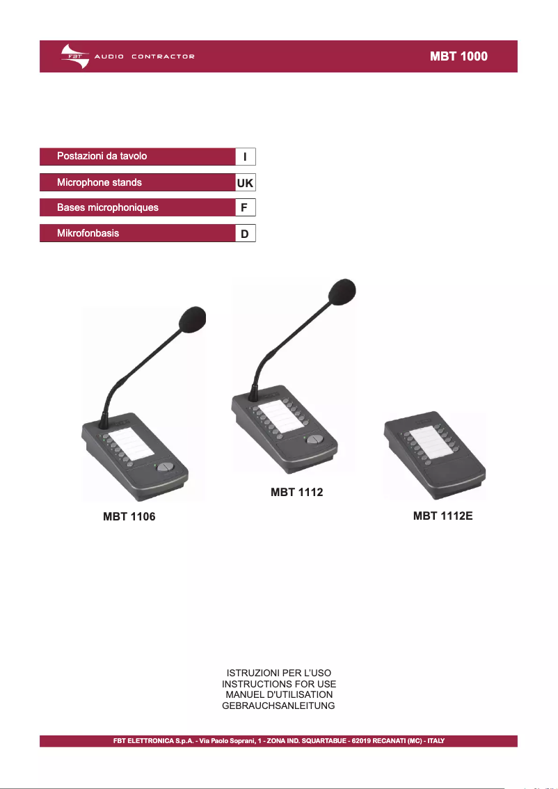 Image de la première page du manuel de l'appareil MBT 1112E